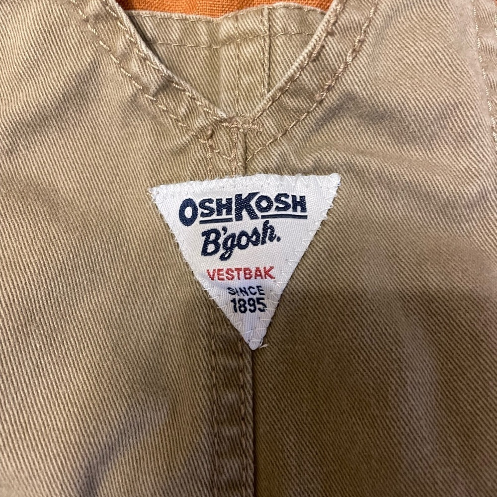 OshKosh B’Gosh Vestback Khaki Overalls 9 Months - Picture 3 of 4